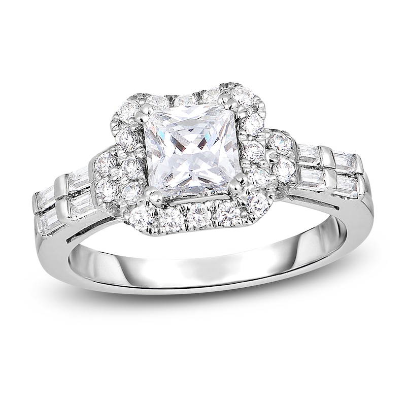 Main Image 1 of Diamond Engagement Ring 1-3/4 ct tw Princess/Round/Baguette 14K White Gold