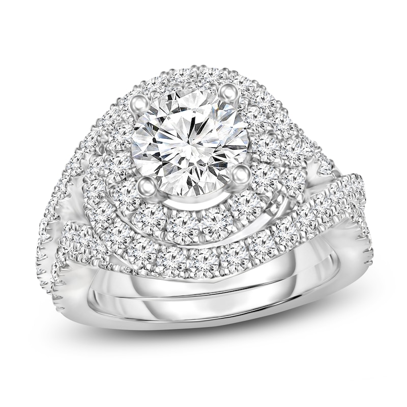 Main Image 1 of Diamond Bridal Set 1-5/8 ct tw Round 14K White Gold