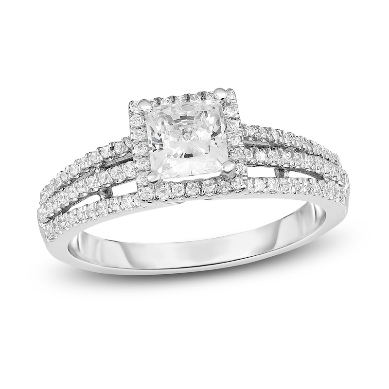 Main Image 1 of Diamond Engagement Ring 1 ct tw Princess/Round 14K White Gold