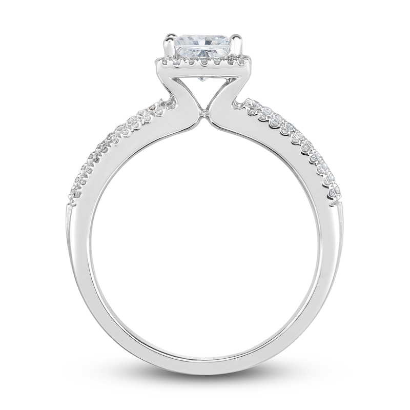 Main Image 3 of Diamond Engagement Ring 1 ct tw Princess/Round 14K White Gold