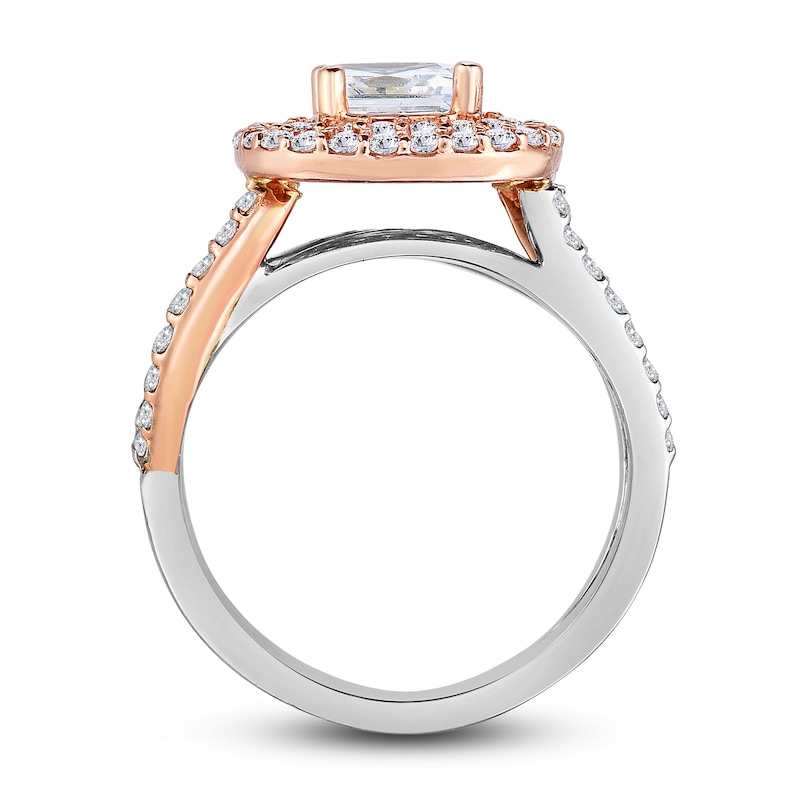 Main Image 2 of Diamond Engagement Ring 2 ct tw Princess/Round 14K Two-Tone Gold