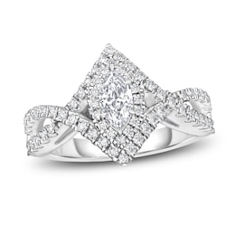 Diamond Engagement Ring 1 ct tw Marquise/Round 14K White Gold