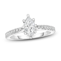 Diamond Engagement Ring 5/8 ct tw Marquise/Round 14K White Gold