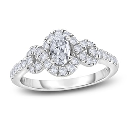 Diamond Engagement Ring 3/4 ct tw Oval/Round 14K White Gold