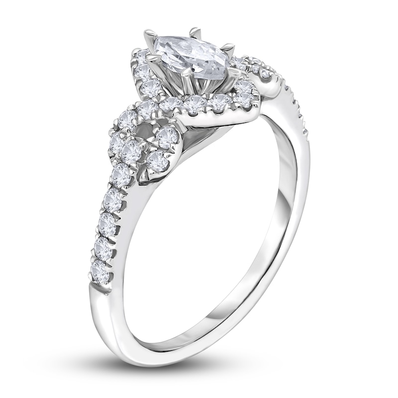 Main Image 2 of Diamond Engagement Ring 3/4 ct tw Marquise/Round 14K White Gold