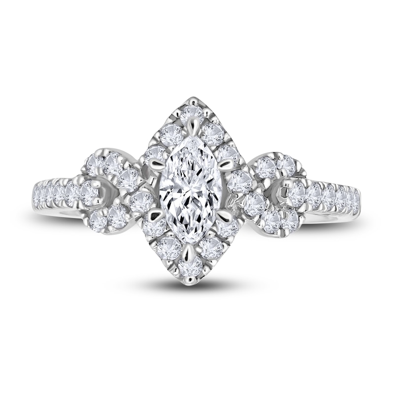 Main Image 3 of Diamond Engagement Ring 3/4 ct tw Marquise/Round 14K White Gold