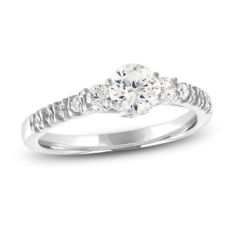 Main Image 1 of Diamond Engagement Ring 1 ct tw Round/Princess 14K White Gold