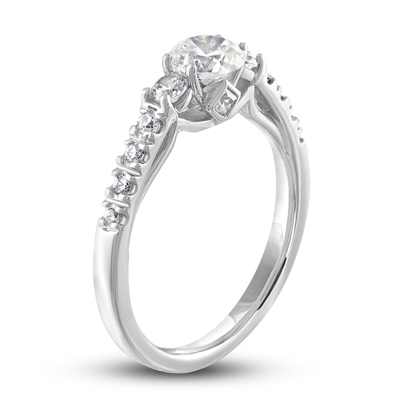 Main Image 2 of Diamond Engagement Ring 1 ct tw Round/Princess 14K White Gold