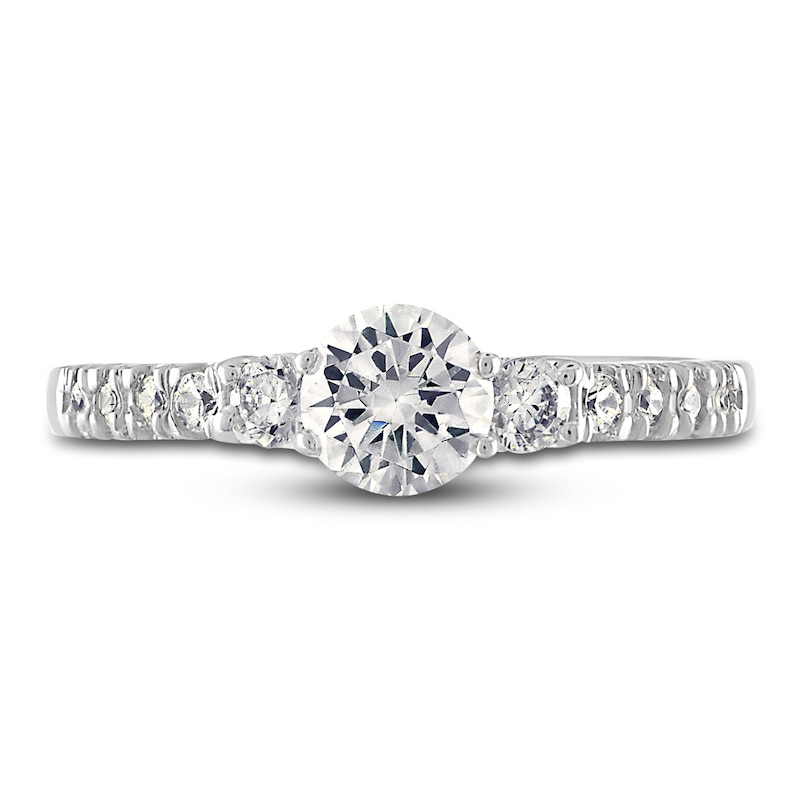 Main Image 3 of Diamond Engagement Ring 1 ct tw Round/Princess 14K White Gold