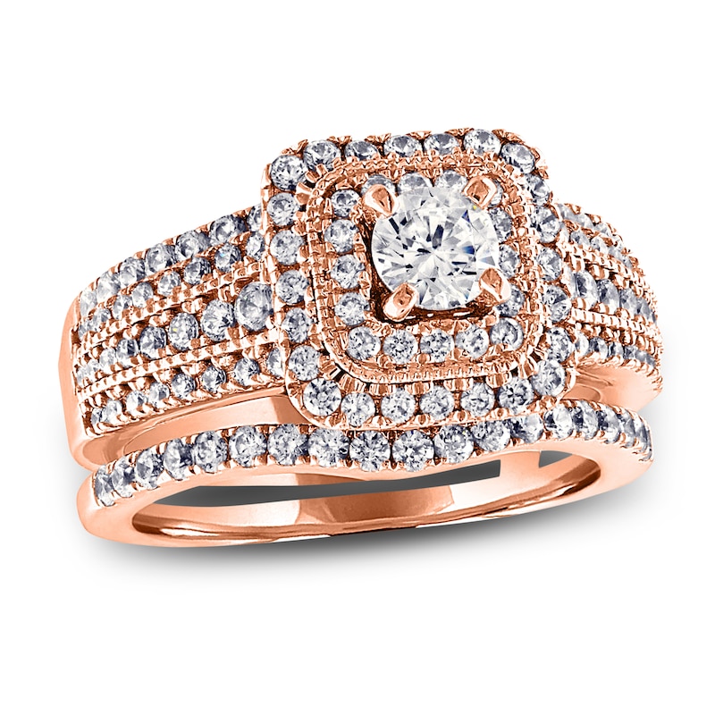 Main Image 1 of Diamond Bridal Set 1-3/4 ct tw Round 14K Rose Gold