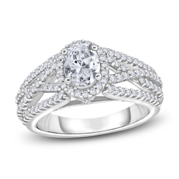 Diamond Engagement Ring 1-1/2 ct tw Oval/Round 14K White Gold