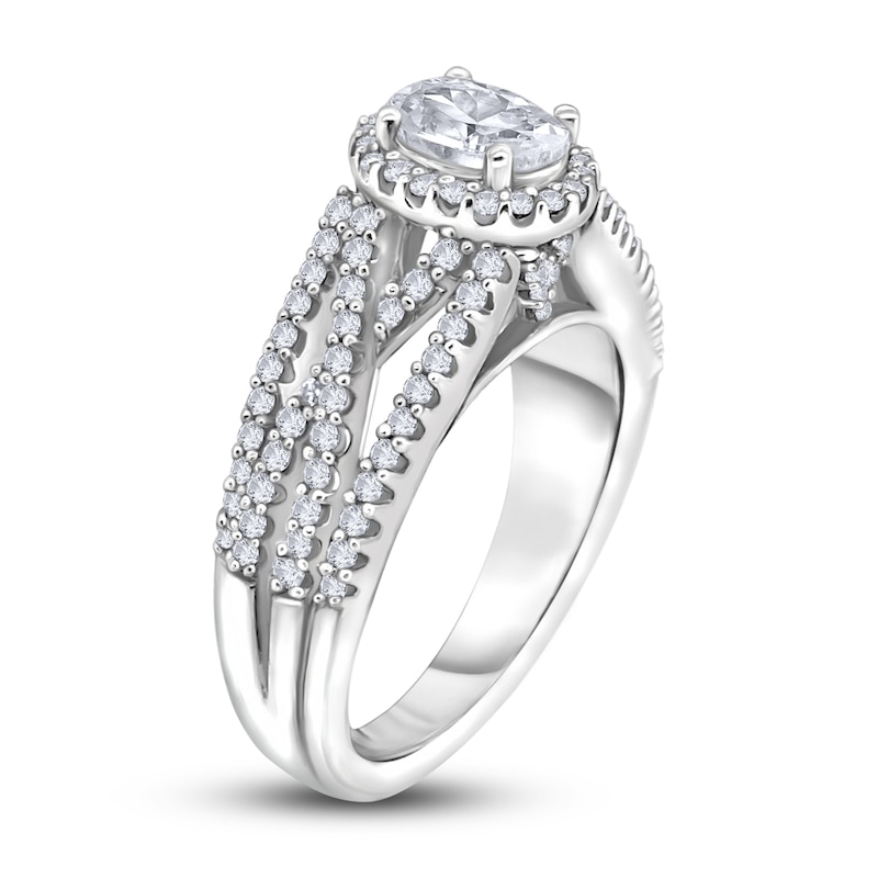 Main Image 2 of Diamond Engagement Ring 1-1/2 ct tw Oval/Round 14K White Gold