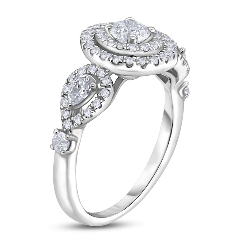 Main Image 2 of Diamond Engagement Ring 1 ct tw Pear/Round 14K White Gold