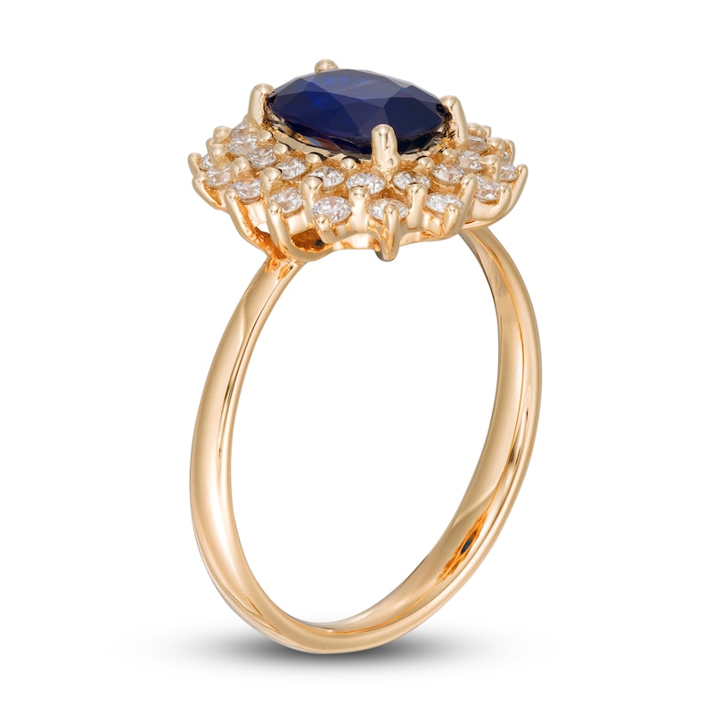 Main Image 2 of LALI Jewels Natural Blue Sapphire Engagement Ring 1/4 ct tw Diamonds 14K Yellow Gold