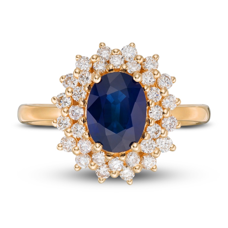 Main Image 3 of LALI Jewels Natural Blue Sapphire Engagement Ring 1/4 ct tw Diamonds 14K Yellow Gold