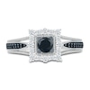 Thumbnail Image 1 of Black Diamond Engagement Ring 1/2 ct tw Round 10K White Gold