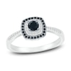 Thumbnail Image 1 of Black Diamond Engagement Ring 1/3 ct tw Round 10K White Gold