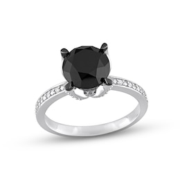 Black Diamond Engagement Ring 1-1/5 ct tw Round 14K Rose Gold