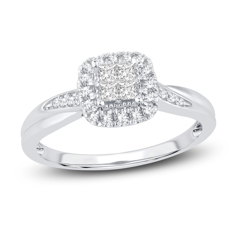 Main Image 1 of Diamond Ring 3/8 ct tw Princess/Round 14K White Gold