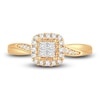 Thumbnail Image 3 of Diamond Halo Ring 3/8 ct tw Princess/Round 14K Yellow Gold