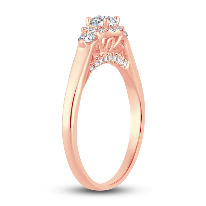 Main Image 2 of Diamond Halo Ring 3/8 ct tw Round 14K Rose Gold