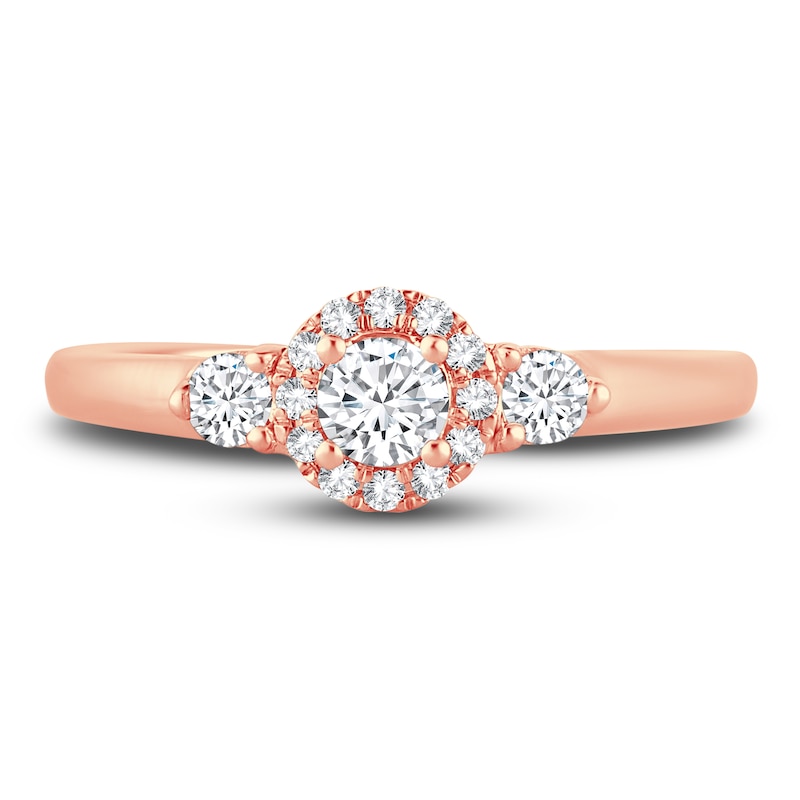 Main Image 3 of Diamond Halo Ring 3/8 ct tw Round 14K Rose Gold