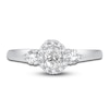 Thumbnail Image 3 of Diamond 3-Stone Ring 3/8 ct tw Oval/Round 14K White Gold