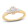 Thumbnail Image 1 of Diamond Halo Ring 3/8 ct tw Oval/Round 14K Yellow Gold