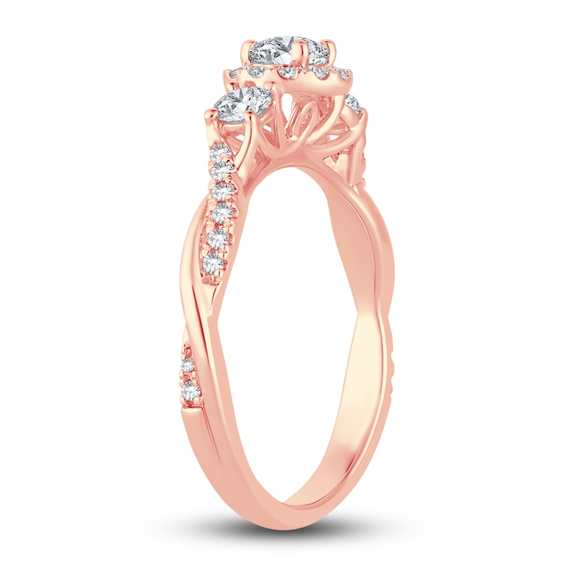 Main Image 2 of Diamond Halo Ring 3/8 ct tw Round 14K Rose Gold