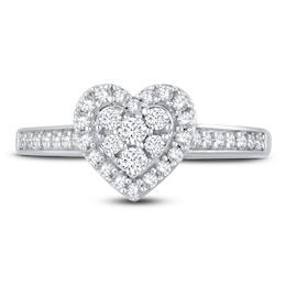 Diamond Heart Ring 3/8 ct tw Round 14K White Gold