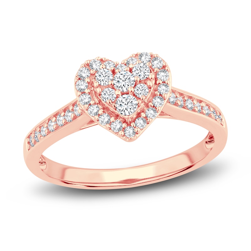 Diamond Heart Ring 3/8 ct tw Round 14K Rose Gold | Jared