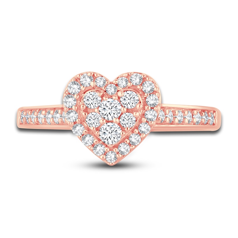 Main Image 3 of Diamond Heart Ring 3/8 ct tw Round 14K Rose Gold