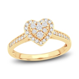 Diamond Heart Ring 3/8 ct tw Round 14K Yellow Gold