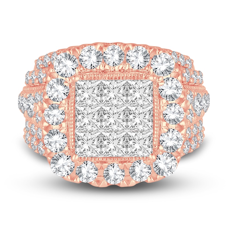 Main Image 3 of Diamond Ring 4 ct tw Princess/Round 14K Rose Gold