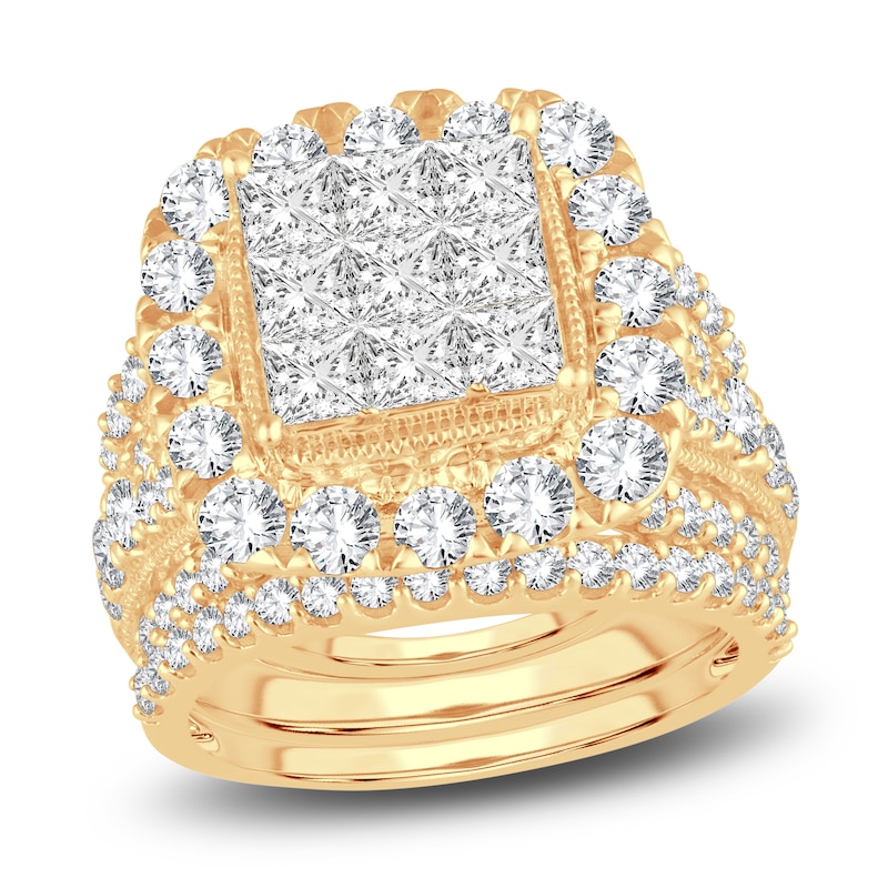 Main Image 1 of Diamond Ring 4 ct tw Princess/Round 14K Yellow Gold