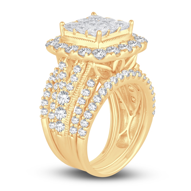 Main Image 2 of Diamond Ring 4 ct tw Princess/Round 14K Yellow Gold