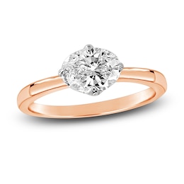 Diamond Solitaire Plus Ring 1 ct tw Oval 14K Rose Gold