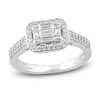 Thumbnail Image 1 of Diamond Engagement Ring 1/2 ct tw Round/Baguette 14K White Gold