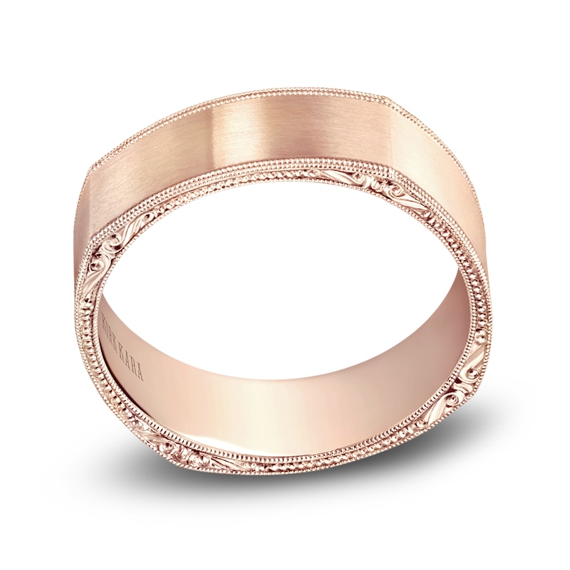 Main Image 1 of Kirk Kara Men's Engraved Satin Wedding Band 18K Rose Gold