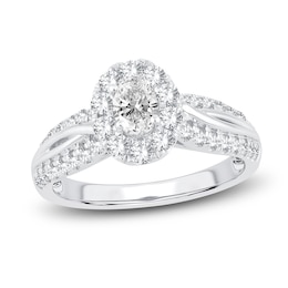 Diamond Engagement Ring 1 ct tw Oval/Round 14K White Gold