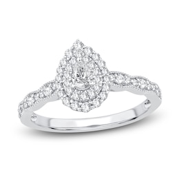 Diamond Engagement Ring 1/2 ct tw Pear/Round 14K White Gold