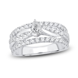 Diamond Engagement Ring 1-1/4 ct tw Pear/Round 14K White Gold