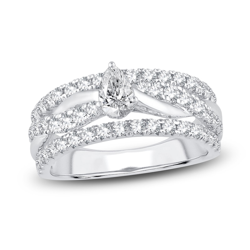 Main Image 1 of Diamond Engagement Ring 1-1/4 ct tw Pear/Round 14K White Gold