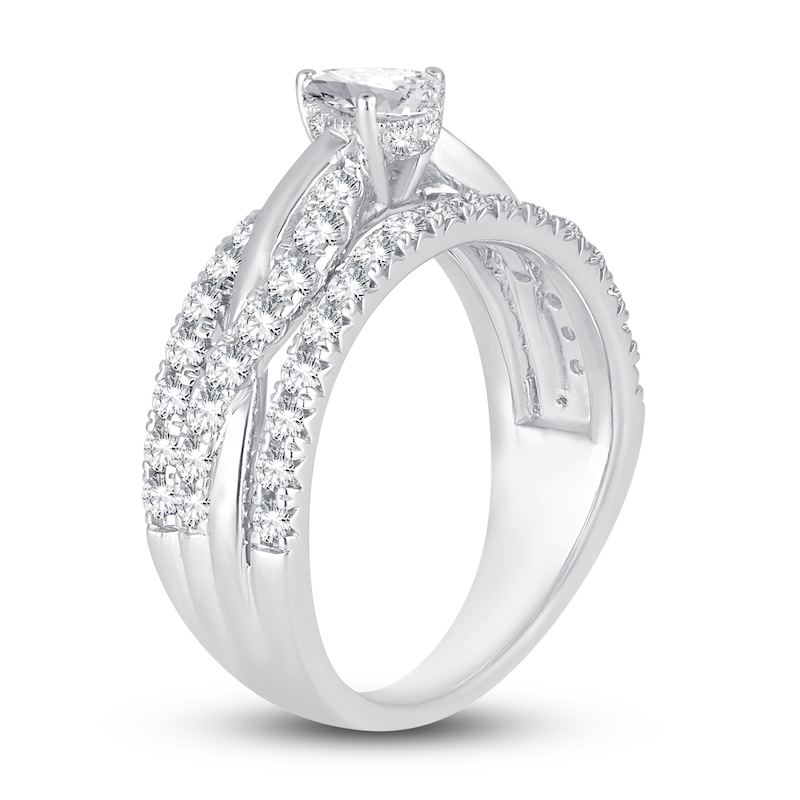 Main Image 2 of Diamond Engagement Ring 1-1/4 ct tw Pear/Round 14K White Gold