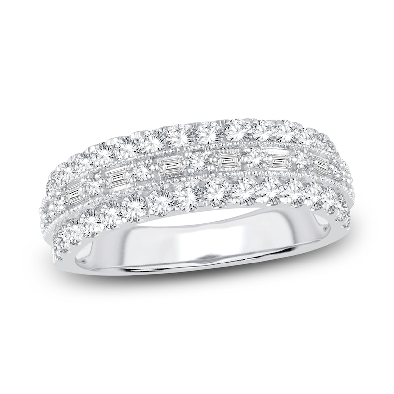 Main Image 1 of Diamond Anniversary Band 1 ct tw Round/Baguette 14K White Gold