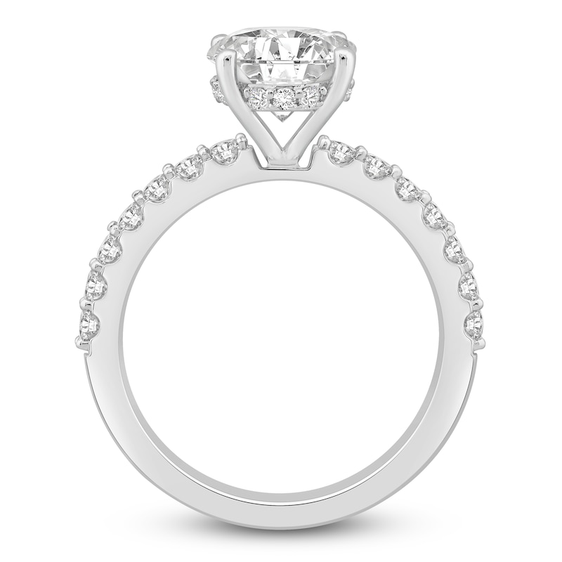 Main Image 4 of Lab-Created Diamond Engagement Ring 3-1/2 ct tw Oval/Round 14K White Gold