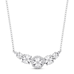 Diamond 5-Stone Necklace 1/6 ct tw Round Sterling Silver 17&quot;