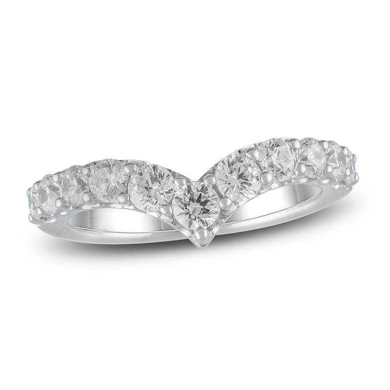 Main Image 1 of Lab-Created Diamond Contour Anniversary Band 1 ct tw Round 14K White Gold