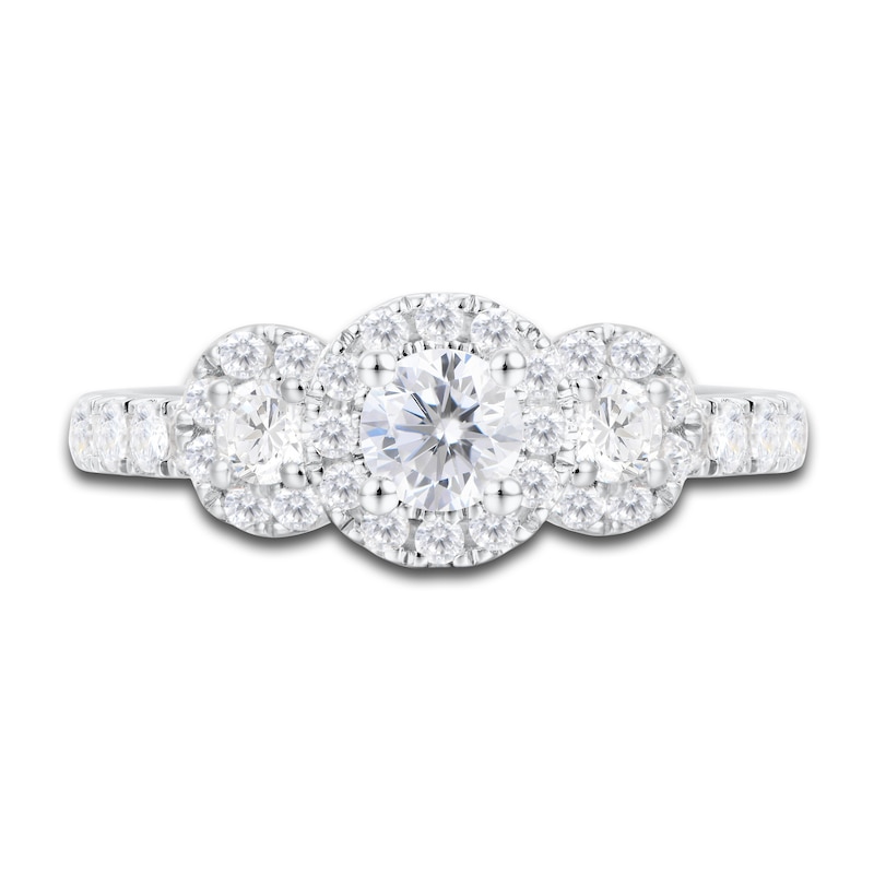 Main Image 3 of Diamond 3-Stone Engagement Ring 1-1/2 ct tw Round 14K White Gold