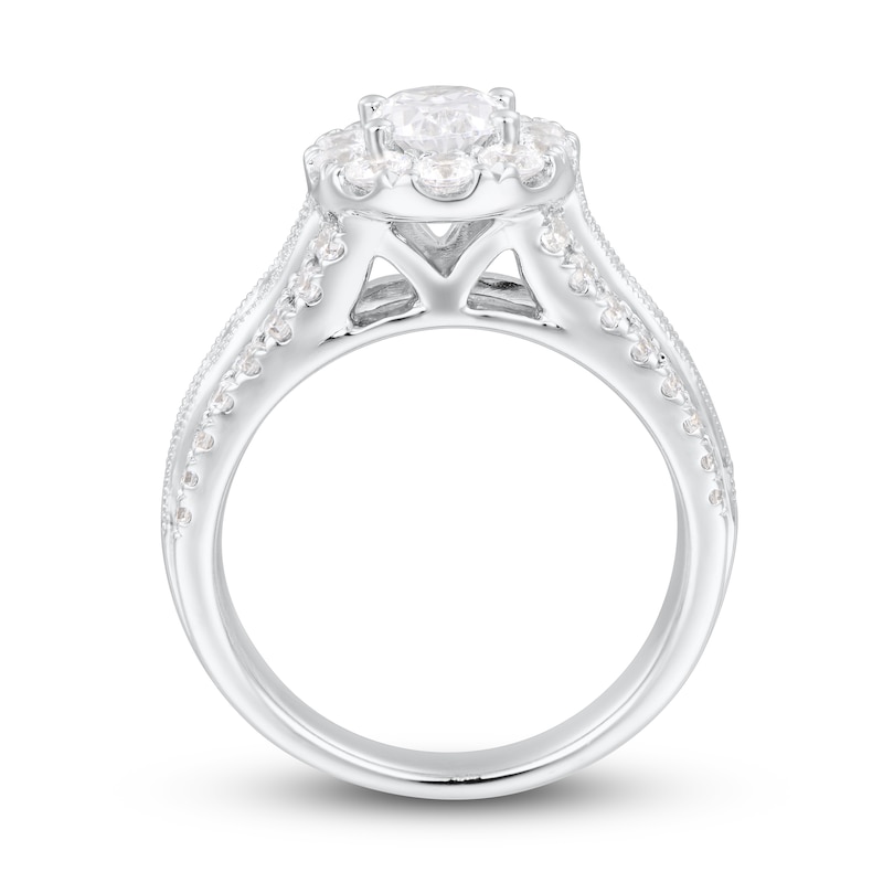 Diamond Engagement Ring 2-1/4 ct tw Oval/Round 14K White Gold